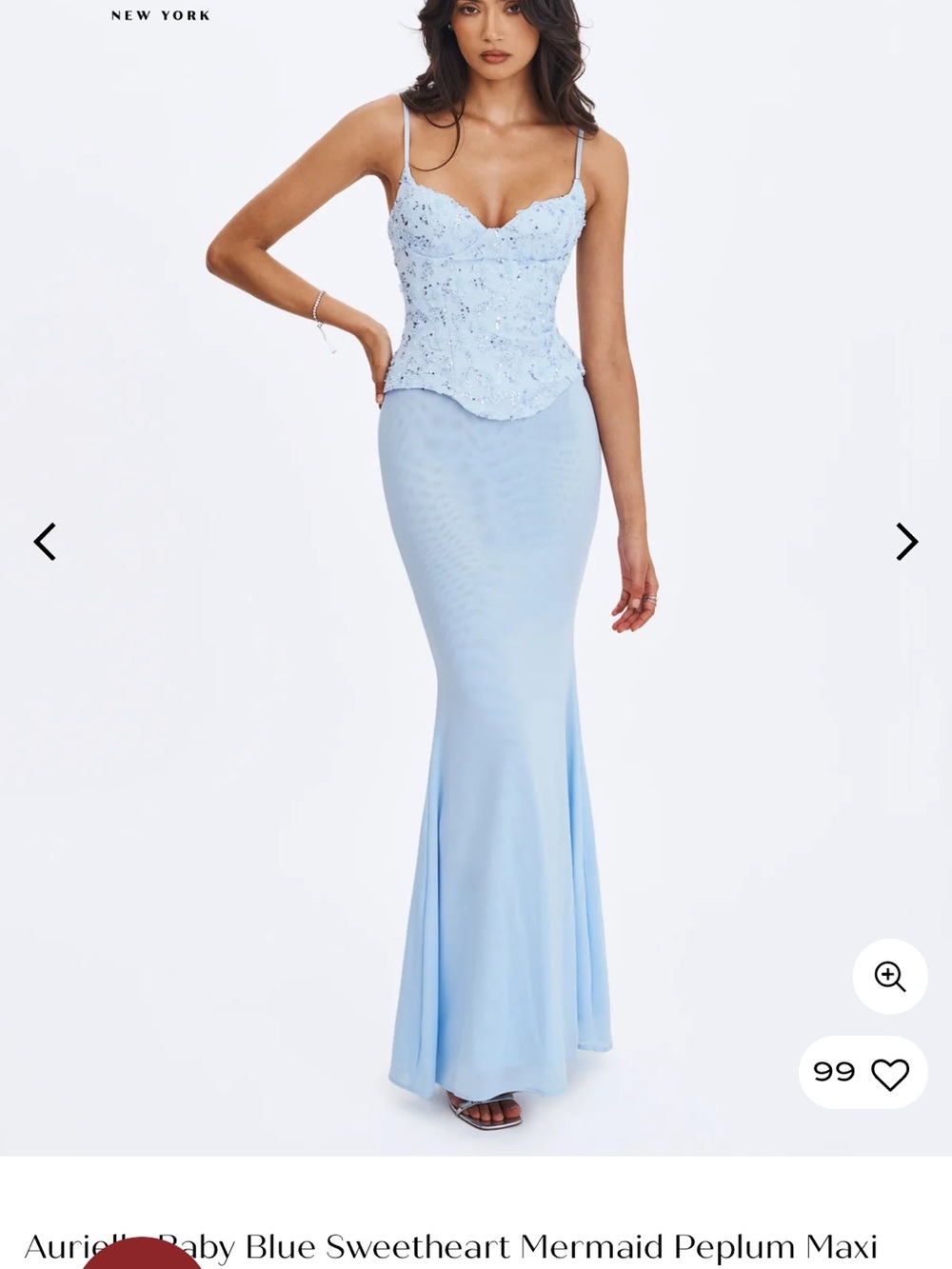 Baby Blue Sweetheart Peplum Mermaid Maxi Dress